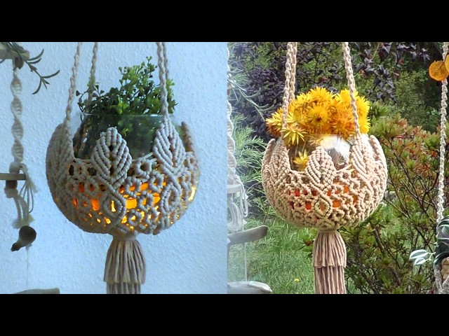 DIY Macrame Leaf Plant Hanger / Lantern