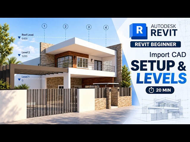 Revit Tutorial for Beginners 1/6 | Project Setup, Units, Import Auto CAD, Grids & Walls | Revit 2027