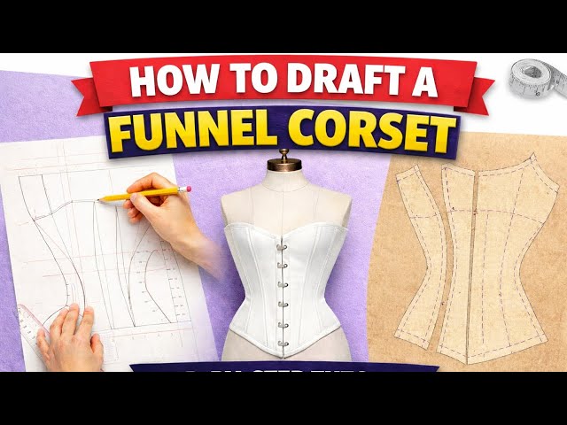 How to Draft a Funnel Corset. Step by Step Funnel corset tutorial. EASY & DETAILED. 