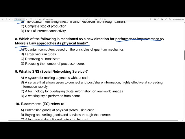 حل أسئلة (MCQ) تانية بكالوريا للغات الدرس الاول |  Development of IT  & Social Transformation