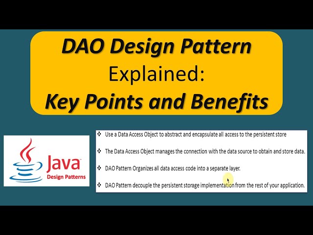DAO Design Pattern Explained: Key Points and Benefits | Data Access Object Design Pattern