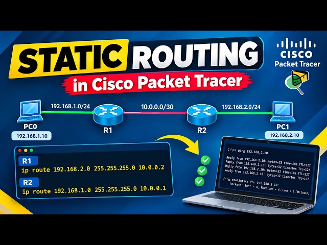 Static Routing Configuration in Cisco Packet Tracer | Step-by-Step CCNA Tutorial for Beginners
