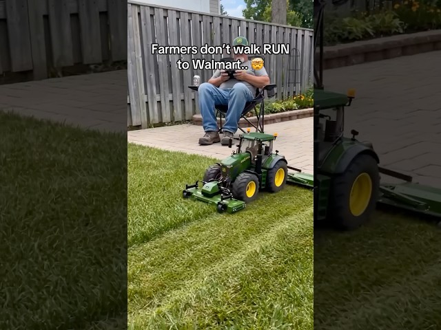 FARMERS DON’T MOW LAWNS… THEY FARM THEM 😂🚜 #farm #farming #tractor