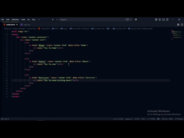 Create a menu bar with HTML CSS💛