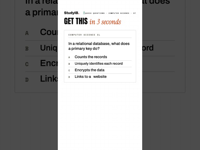 What does a primary key do? (IB Computer Science)