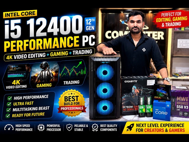 Intel Core i5-12400 Gaming PC | Best Performance for 4K Video Editing, Gaming & Trading 🚀
