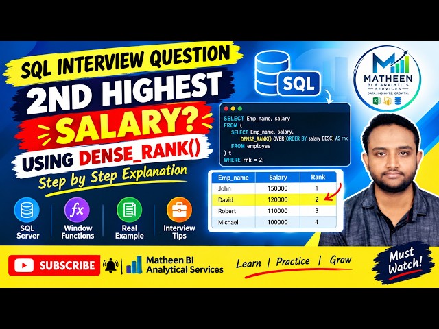 SQL Tutorial (Step-by-Step) for Beginners: CREATE, INSERT & Find 2nd Highest Salary