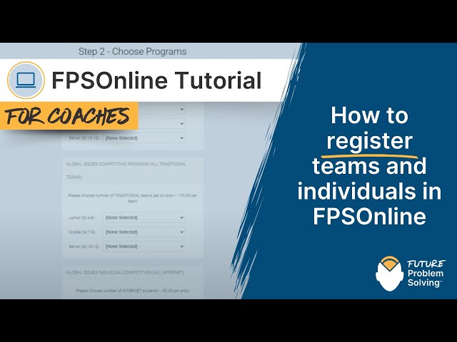 How to register teams and individuals in FPSOnline