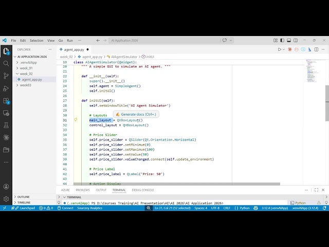 🎥 Python + PyQt6 for Beginners | AI Agent Simulator | Step-by-Step Code Explanation