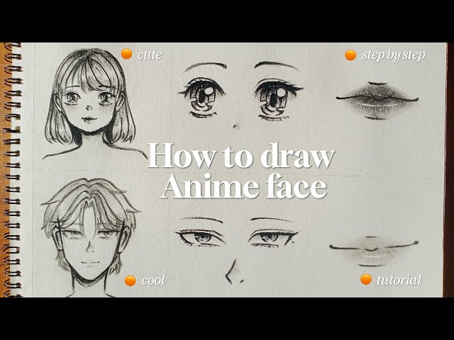 How to draw Anime face tutorial!!✨| Easy way to draw anime face, eyes, lips, and hair. #howtodraw