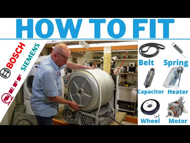 Tumble dryer not turning how to replace belt Bosch Neff Siemens helps fit capacitor element fan etc