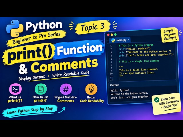 03. Python print() Explained | Comments, sep & end | Beginner Python Tutorial