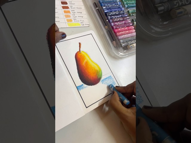Pear 🍐 drawing in mini sketchbook #art #drawing #shorts