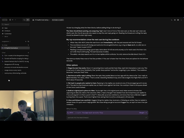 Vibe coding AI X-Copilot with Claude Code with Opus  5.5 & Fable 5.1 & Mergestorm (Day 57)