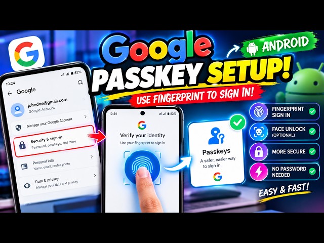 🔐 GOOGLE PASSKEY TUTORIAL: How to Set Up Passkey Fingerprint Sign-In on Android