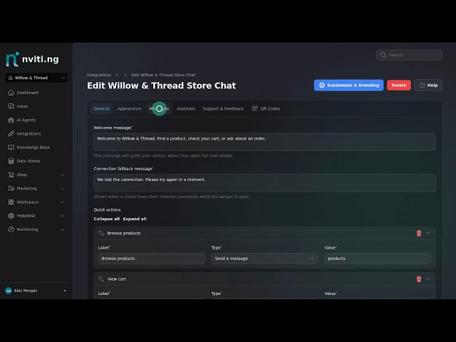 Lesson 9: Design the shopping menu and quick actions | Nviti Ecommerce