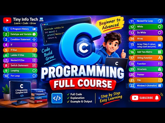 C Programming Full Course in Tamil | C Language Complete Tutorial for Beginners | Tiny Info Tech 💻🔥