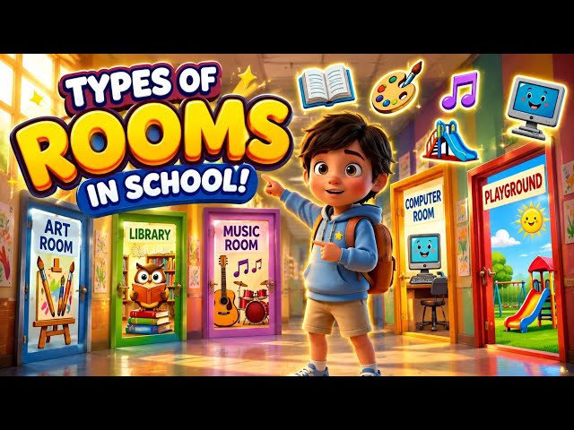 Types of Rooms in School for Kids | Learn School Vocabulary | English for Children