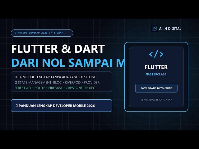 JAGO FLUTTER DALAM 1 VIDEO! Bangun Aplikasi Android & iOS Sekaligus (14 Modul Lengkap)
