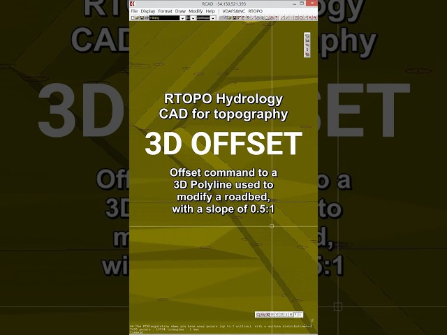 Offset command to a 3D POLYLINE in "RTOPO Hydrology CAD for topography" program. No AutoCAD Needed!