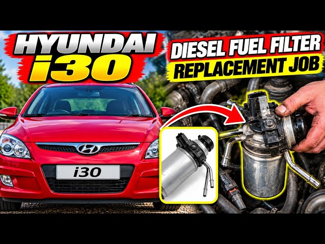 Hyundai i30 diesel fuel filter replacement job. Changing a diesel fuel filter on Hyundai i30.
