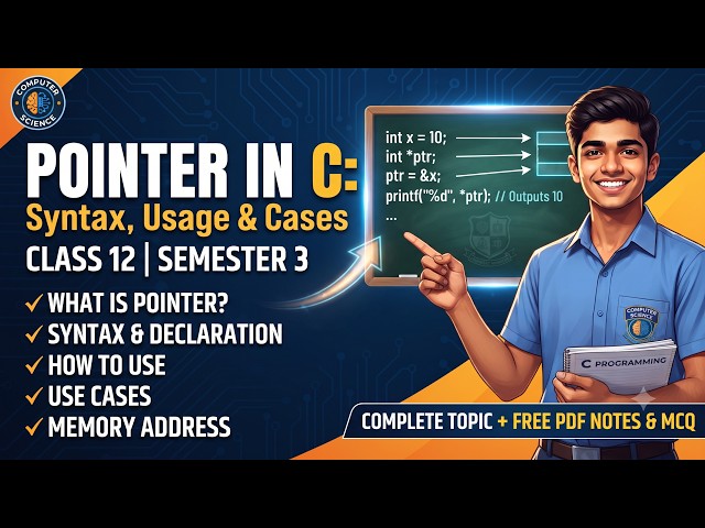 Pointer in C: Syntax, Usage, Cases & Memory Address | Class 11 Semester 1 | COMS | Rahul Sir