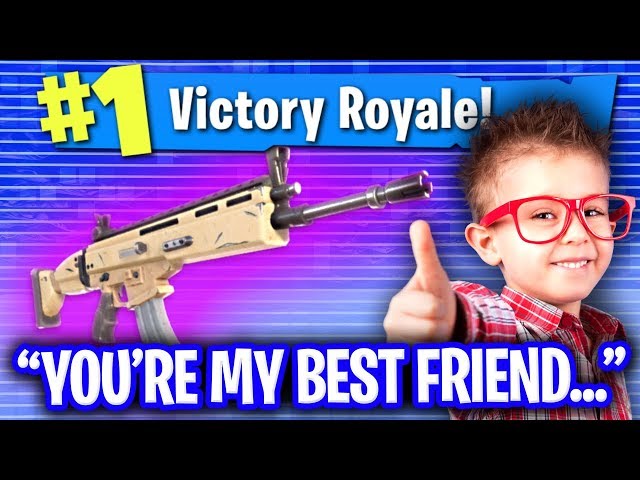 NICEST 10 YEAR OLD EVER ON FORTNITE GIVES ME HIS SCAR! (EMOTIONAL)
