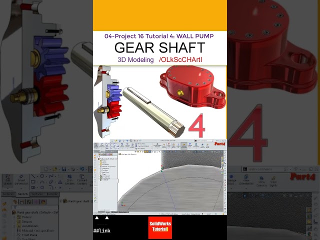 4- Project 16 |Wall Gear Pump| SolidWorks Tutorial :  gear shaft with keyway #solidworks #tutorial