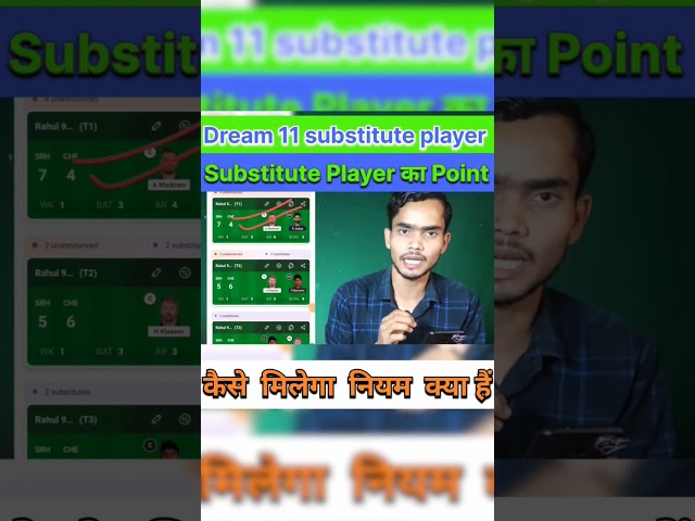 ड्रीम 11 में स्थानापन्न खिलाड़ी / स्थानापन्न खिलाड़ियों के पॉइंट कैसे मिलेंगे / ड्रीम 11 में बैकअ...