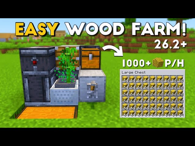 NEW EASIEST WOOD FARM Minecraft Java 26.2+