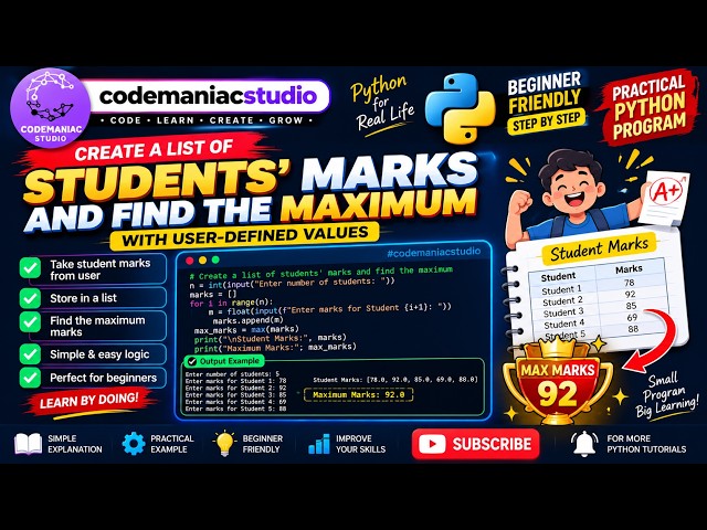 Python Program to Find Maximum Marks in a Student List | Python Tutorial