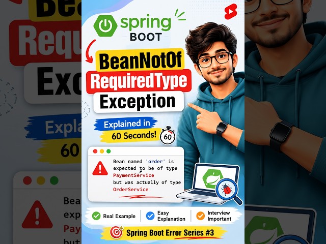 BeanNotOfRequiredTypeException in Spring Boot | Easy Explanation with Real Code
