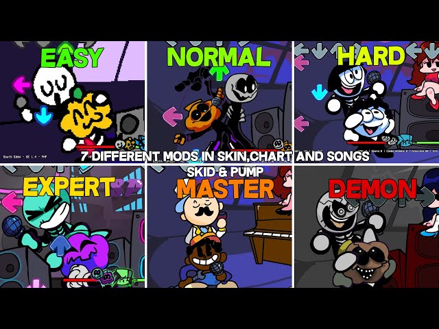 7 Different Mods In Skin,Chart and Songs | South - Friday Night Funkin Mod Showcase (Difficulty)