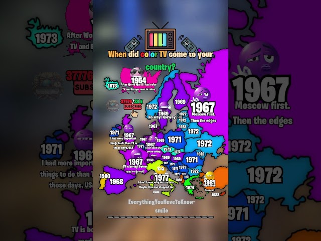 When did color TV come to your country? 📺🎥 #shorts #map #europe #geography