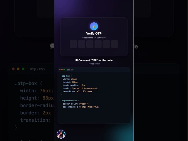Animated OTP Verify Screen - Pure CSS #shorts