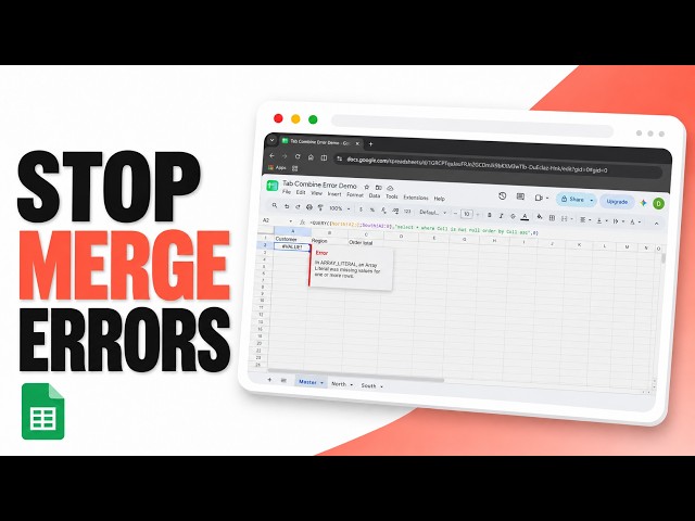 How to Fix Errors Combining Tabs into a Sorted Sheet in Google Sheets