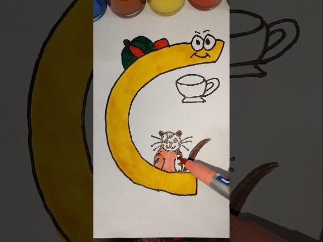 Learn Letter C | C for cat 😺 | Alphabet Drawing & Coloring for Kids | ABCD #shorts # #kidslearning