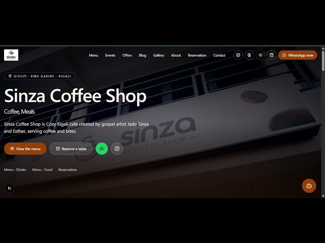Sinza Coffee Shop Website & Ordering System | Built by Patcreator