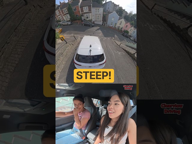 We’re 90 DEGREES 😂😭 #pov #england #driving #car #learn #hill #steep