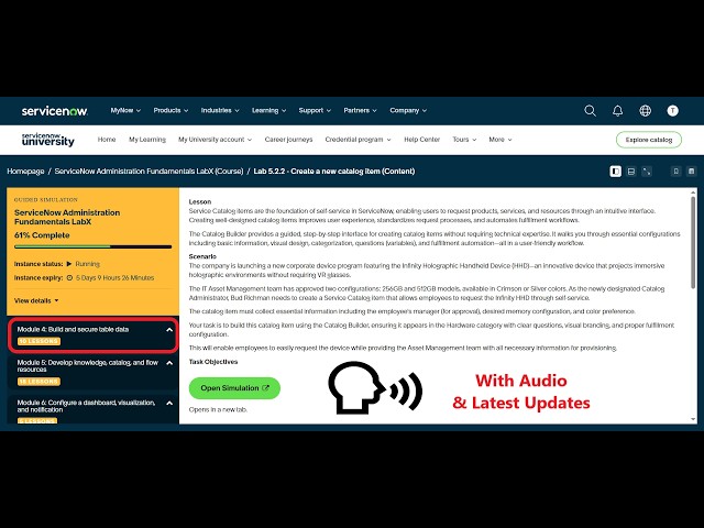 Module 4: Build and secure table data | ServiceNow Administration Fundamentals LabX