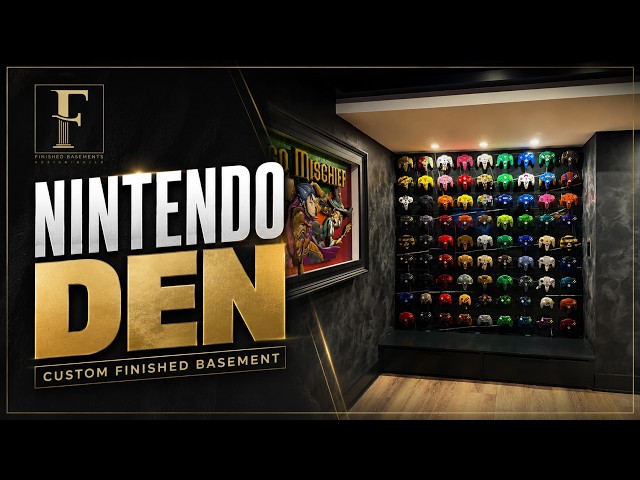 Modern Basement Tour | Custom Nintendo 64 Walls, Home Gym & Family Room