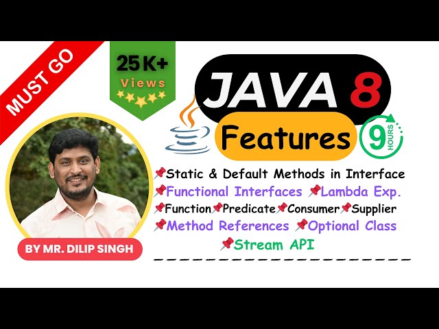 JAVA 8  Features Tutorial | Functional Interfaces | Lambda Expressions | Optional Class | Stream API