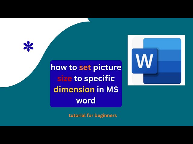how to set picture size to specific dimension in MS word