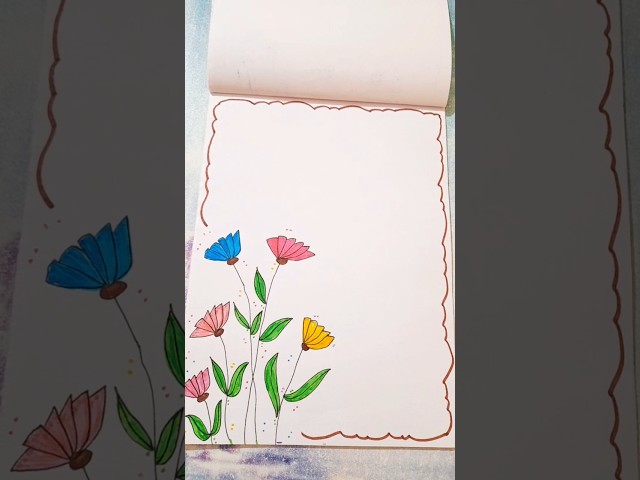 Easy Front Page Border Design Ideas✨ #shorts #youtubeshorts #projectworkdesigns #ytshorts #trending