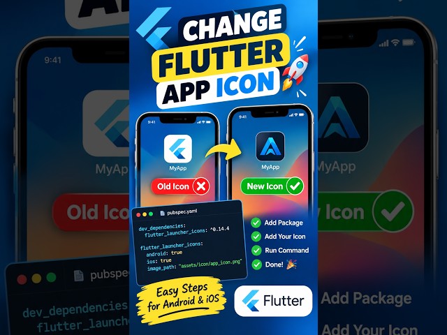 How to Change App Icon in Flutter | Flutter App Icon Tutorial 🚀 #shorts