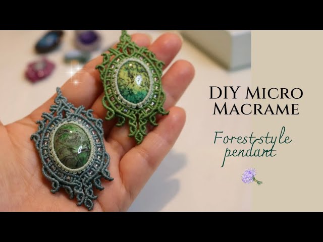 DIY Micro Macrame Necklace | Forest Style Pendant 