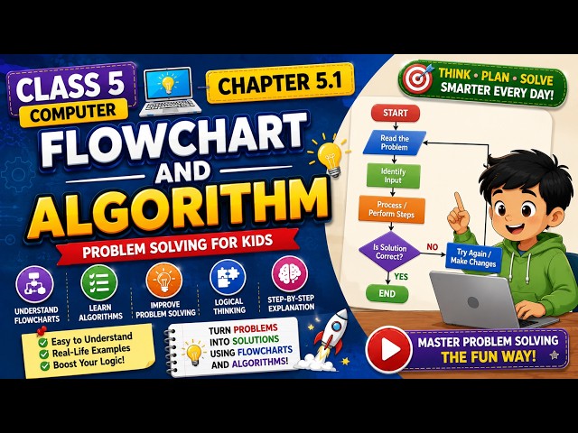Class 5 Computer Chapter 5.1 | Flowchart and Algorithm | Problem Solving for Kids