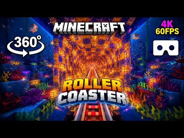 🌈Pixel Roller Coaster in 360° - ROLLERCOASTER Minecraft [VR] 4K 60FPS