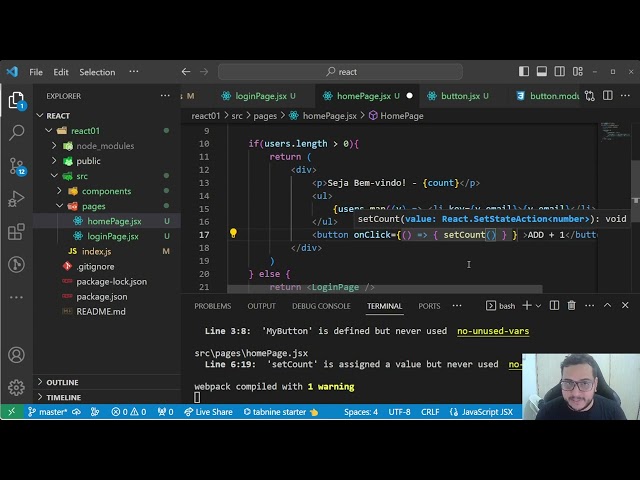 O que é uma váriavel de estado no React? #ReactAula05
