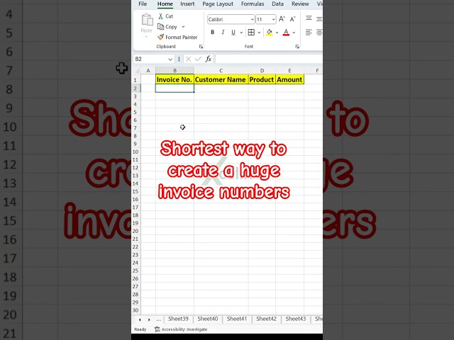 Shortest way to create a huge invoice numbers #xcelin #shorts #excel